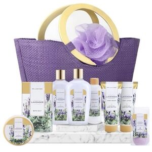 Spa Luxetique - 10 Pc Lavender Spa Bath Set - Bath Body Tote - Read Description